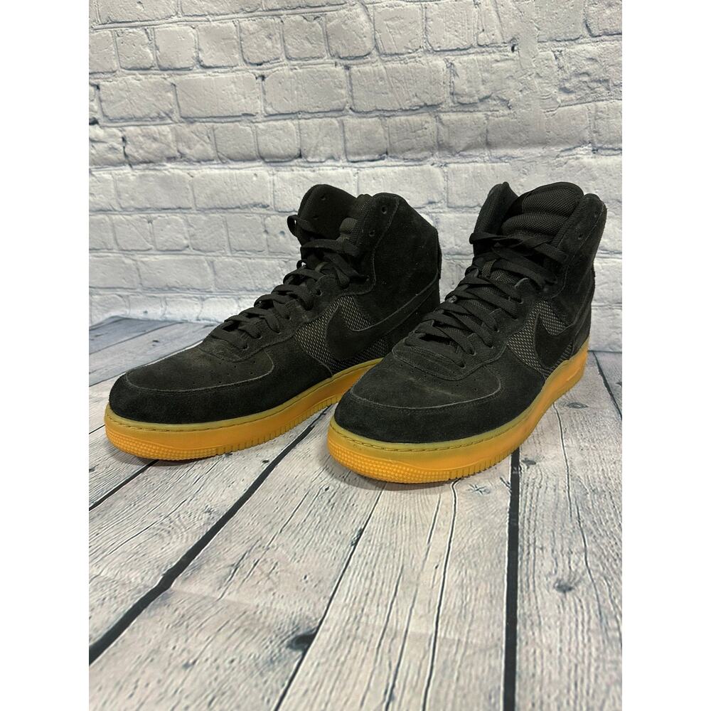 Nike Men’s Air Force 1 Black Suede 806403-003 High Top Gum Sole Size 15
